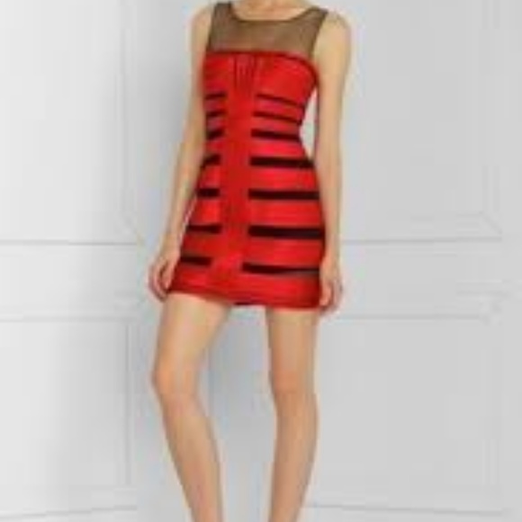 BCBG MAX AZRIA Brenda sheer paneled evening dress - Picture 2 of 3